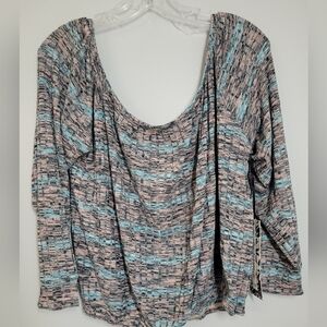 Multicolor Patterned Top On Or Off Shoulder Mild Crop By PAPER TEE 1X NWT